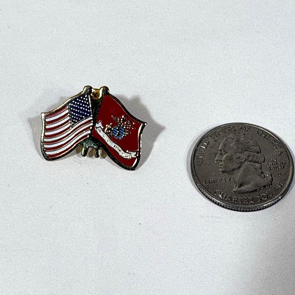 Vintage United States Flag Marine Corps Enamel Military Armed Forces Lapel Pin - Picture 4 of 6
